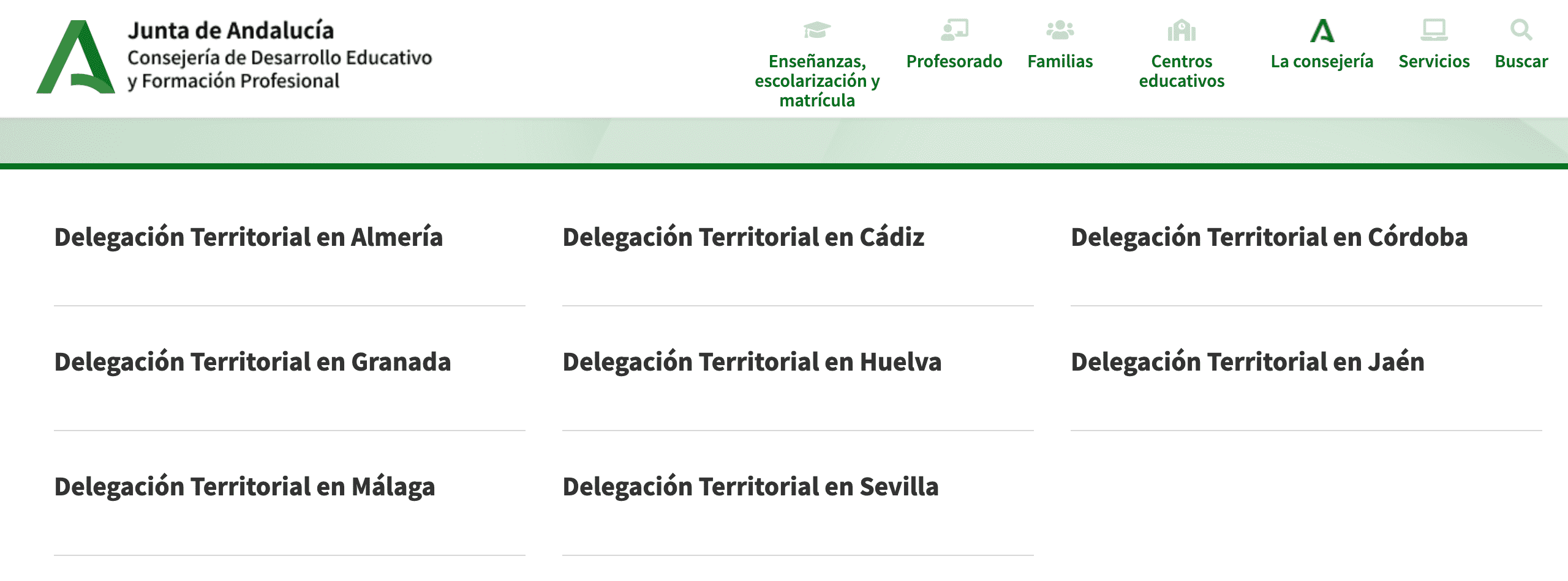 Telefono delegacion territorial Junta de Andalucia educacion