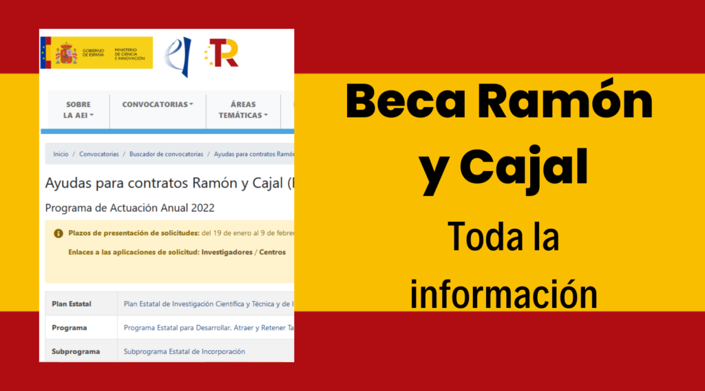 Beca de Ayudas Ramón y Cajal cómo solicitarla, requisitos y cuantías